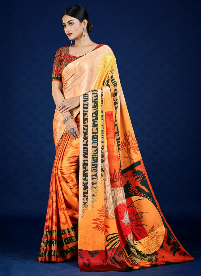 Crepe Multi Colour Casual Wear Printed Saree